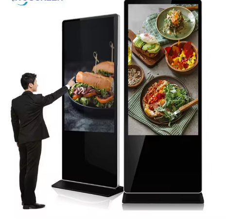 High image quality portable indoor flooring standing movable lcd poster screen d
